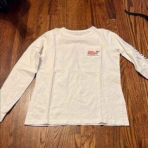 White Long Sleeve Shirt with Pink Whale Logo
